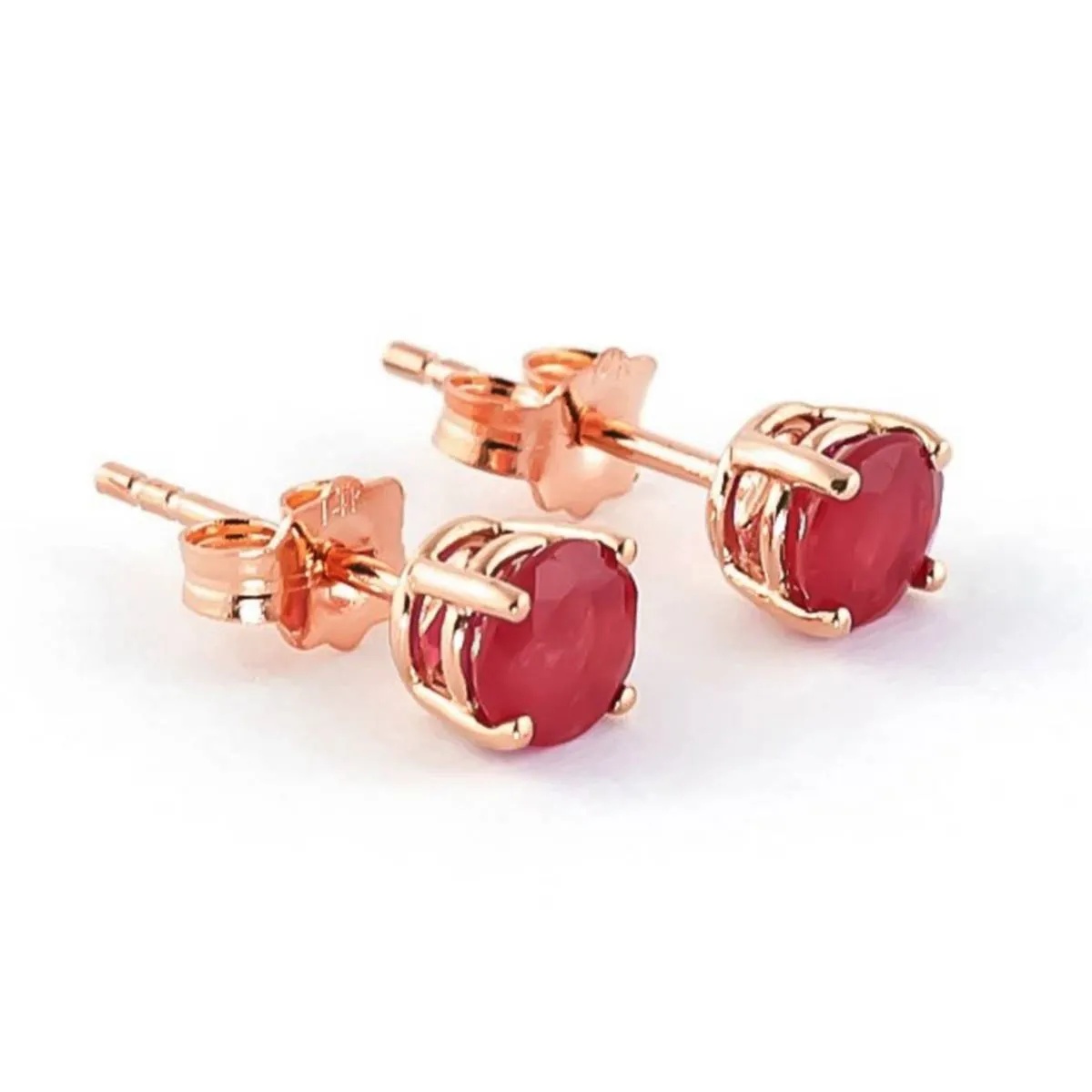 0.95 Carat 14K Solid Rose Gold Petite Ruby Stud Earrings