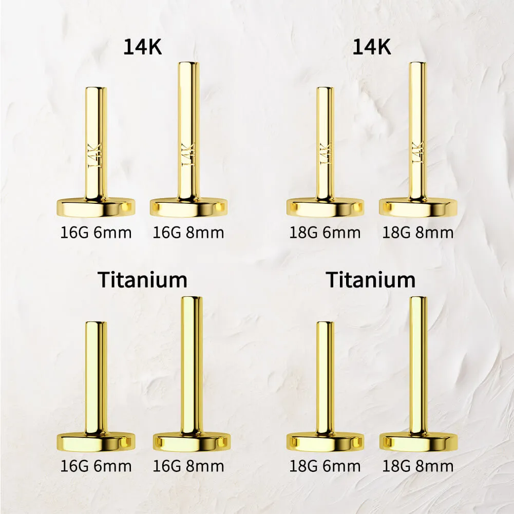 14K Solid Gold Flat Triangle Shape Push Pin