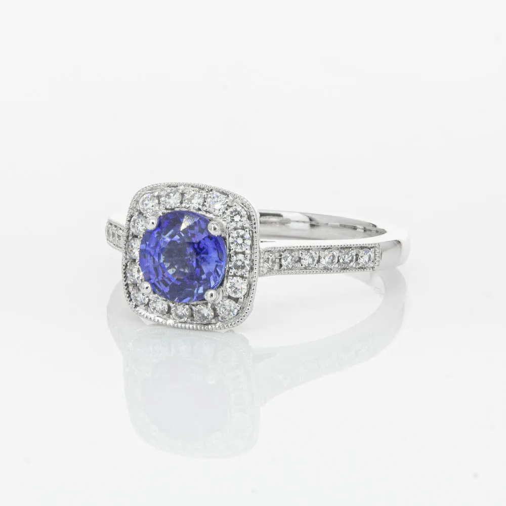 18ct White Gold .92ct Sapphire & Diamond Aurora Ring
