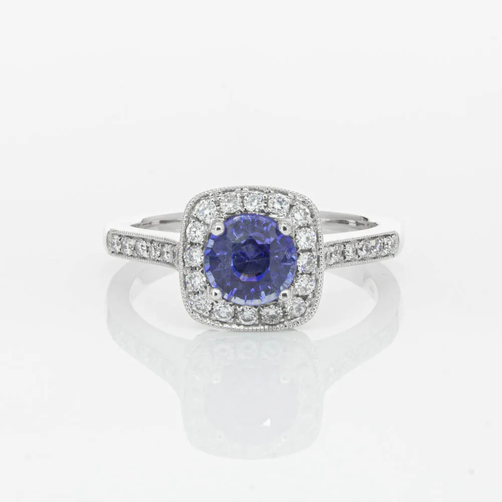 18ct White Gold .92ct Sapphire & Diamond Aurora Ring