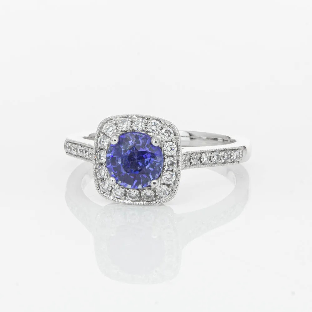 18ct White Gold .92ct Sapphire & Diamond Aurora Ring