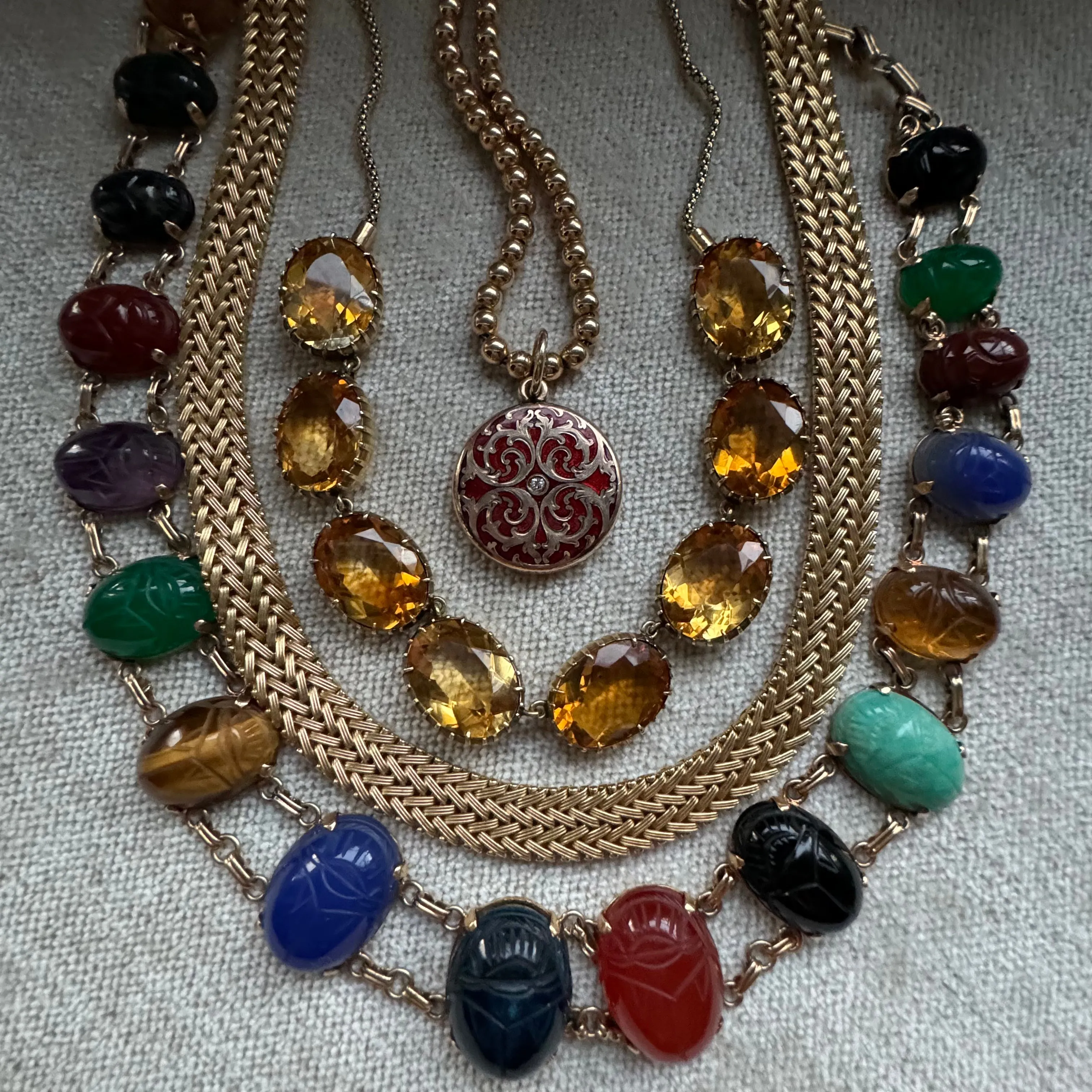 Antique Victorian 10k 4mm Gold Bead Necklace - 16”