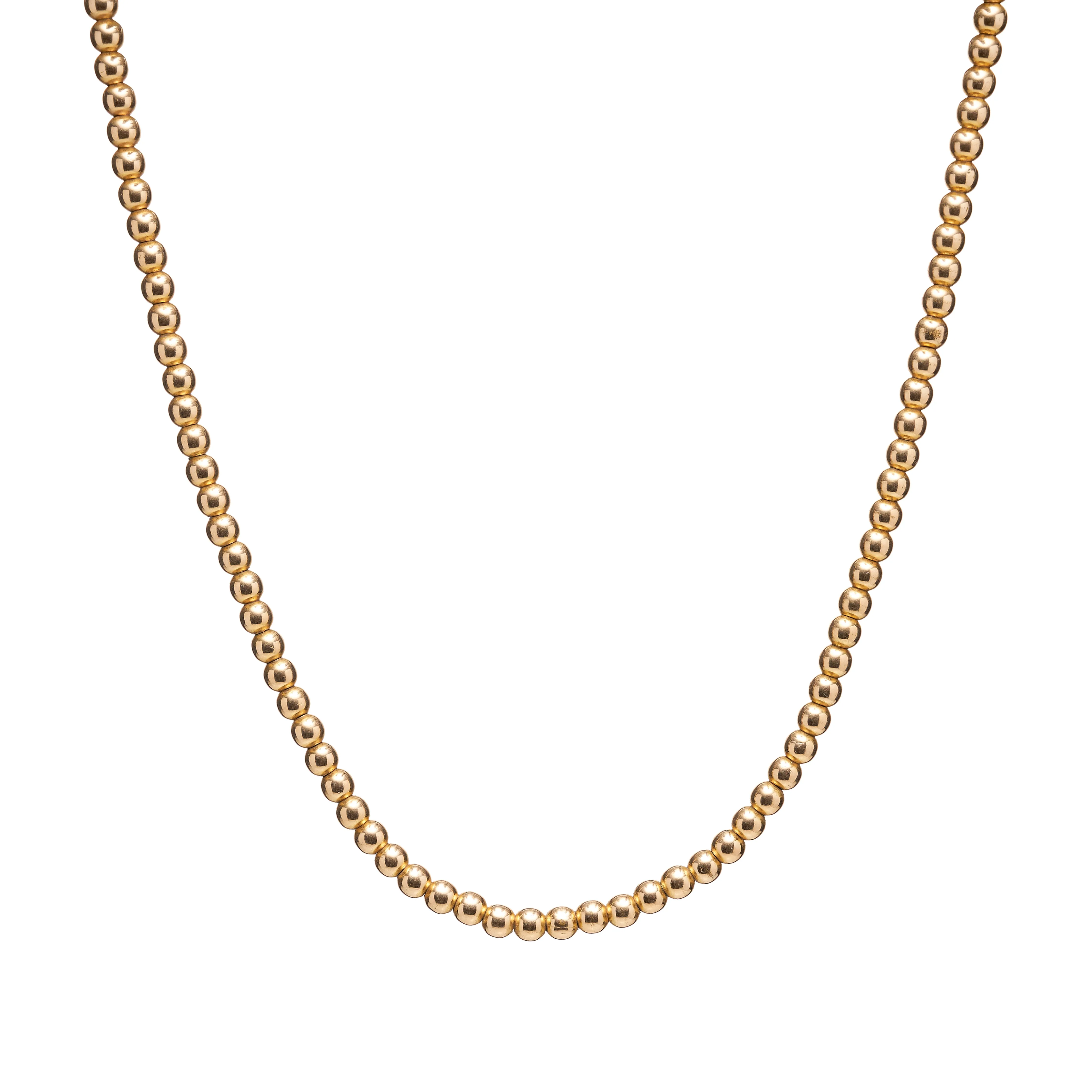 Antique Victorian 10k 4mm Gold Bead Necklace - 16”