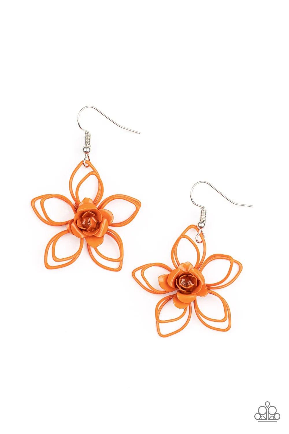 Botanical Bonanza - Orange Earrings - Paparazzi Accessories