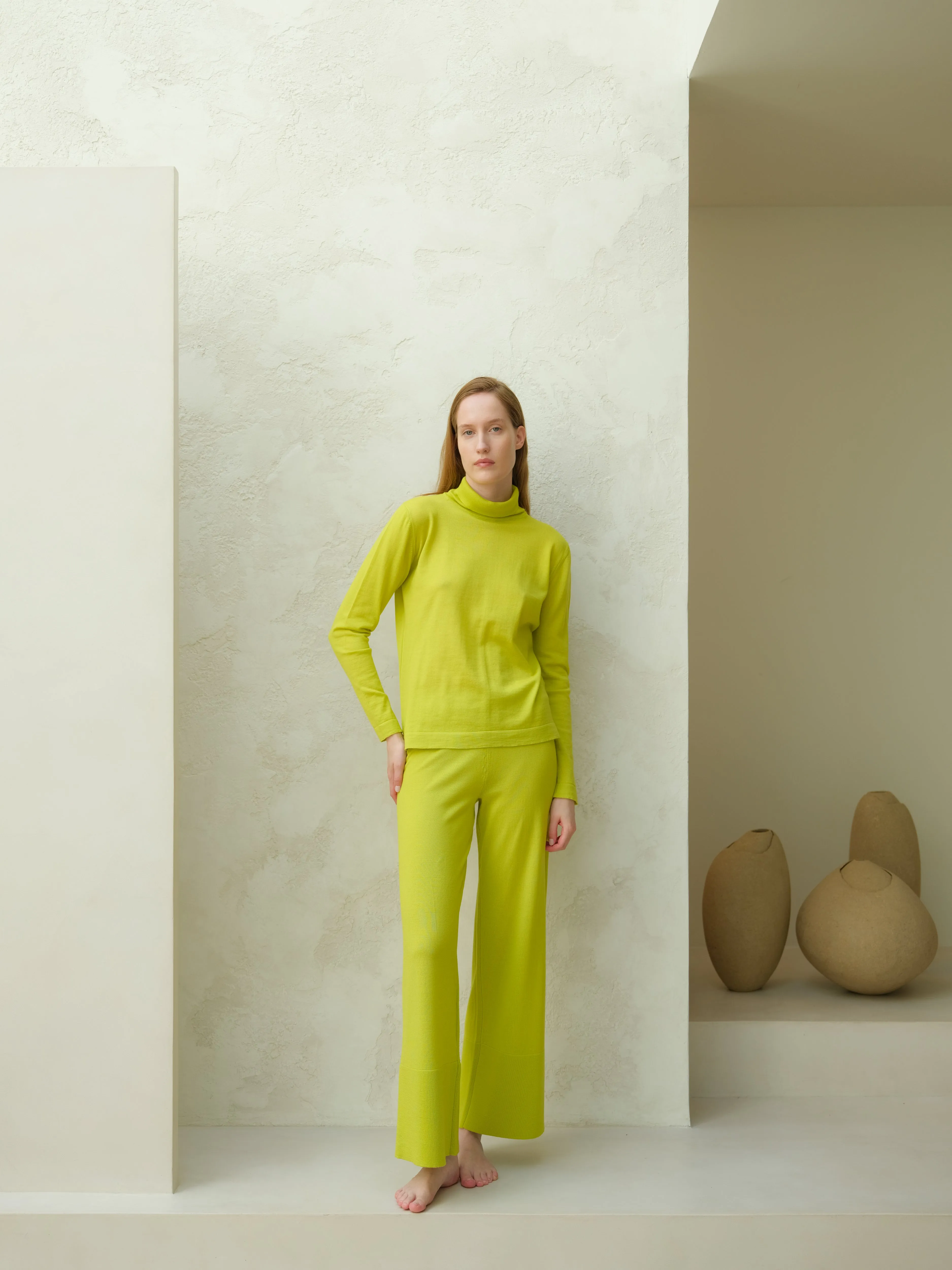 Extra Fine Merino Wool Turtleneck with Flared Sleeve