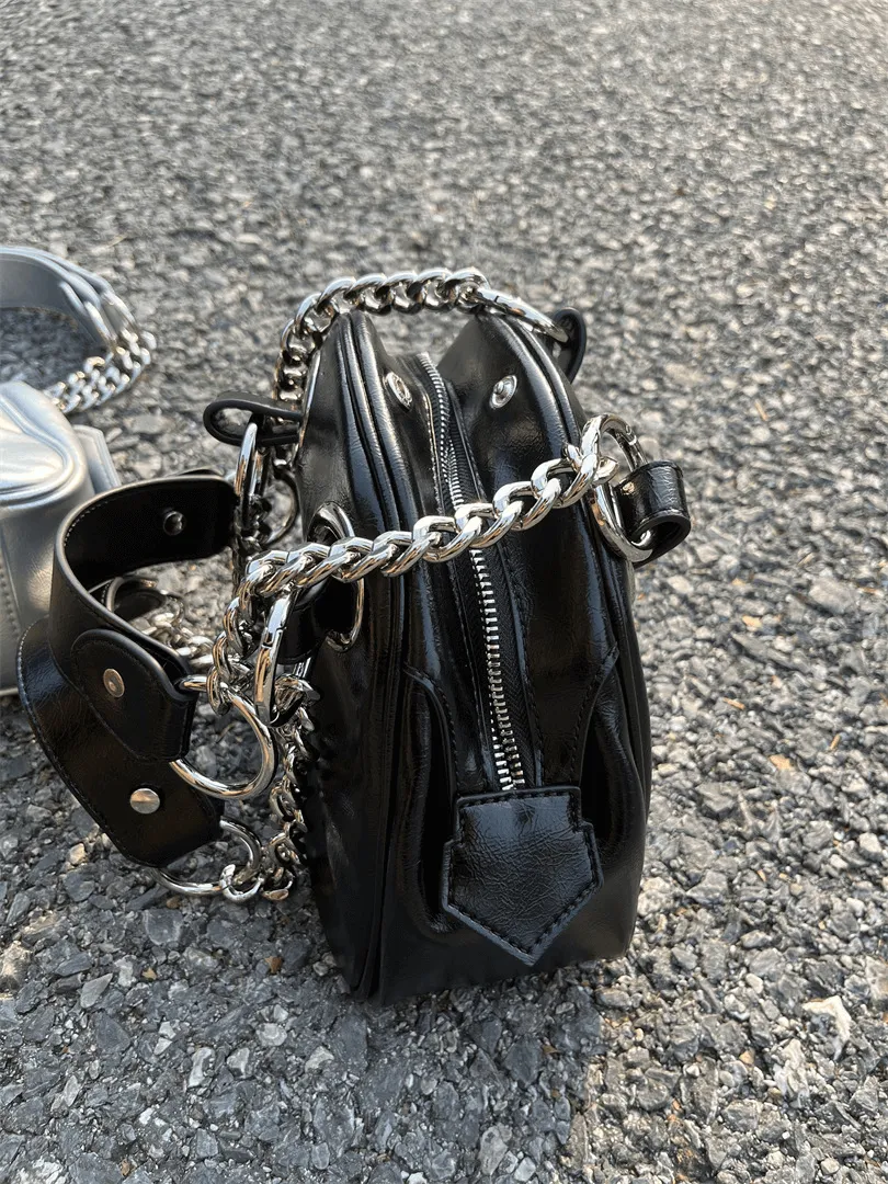 Fashion Women's Single Shoulder Bag with Chain in Punk Style