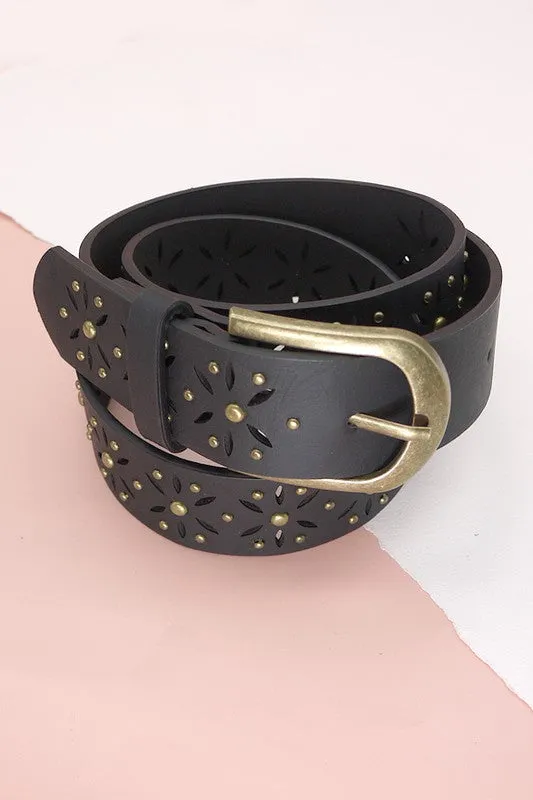 Flower Cutout Classic Buckle Belt