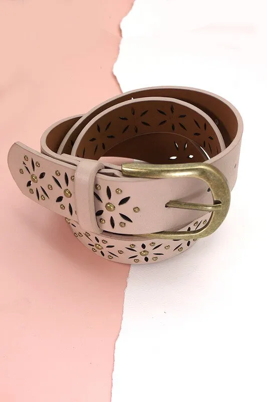Flower Cutout Classic Buckle Belt