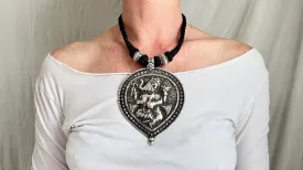 Ganesha Amulet Necklace. Antique. India. Protective Silver. 1020