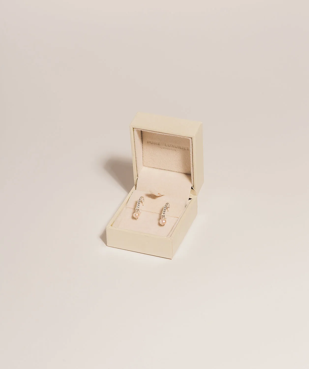 Gift Packaged 'Carmel' 925 Silver & Freshwater Pearl Half Hoop Earrings