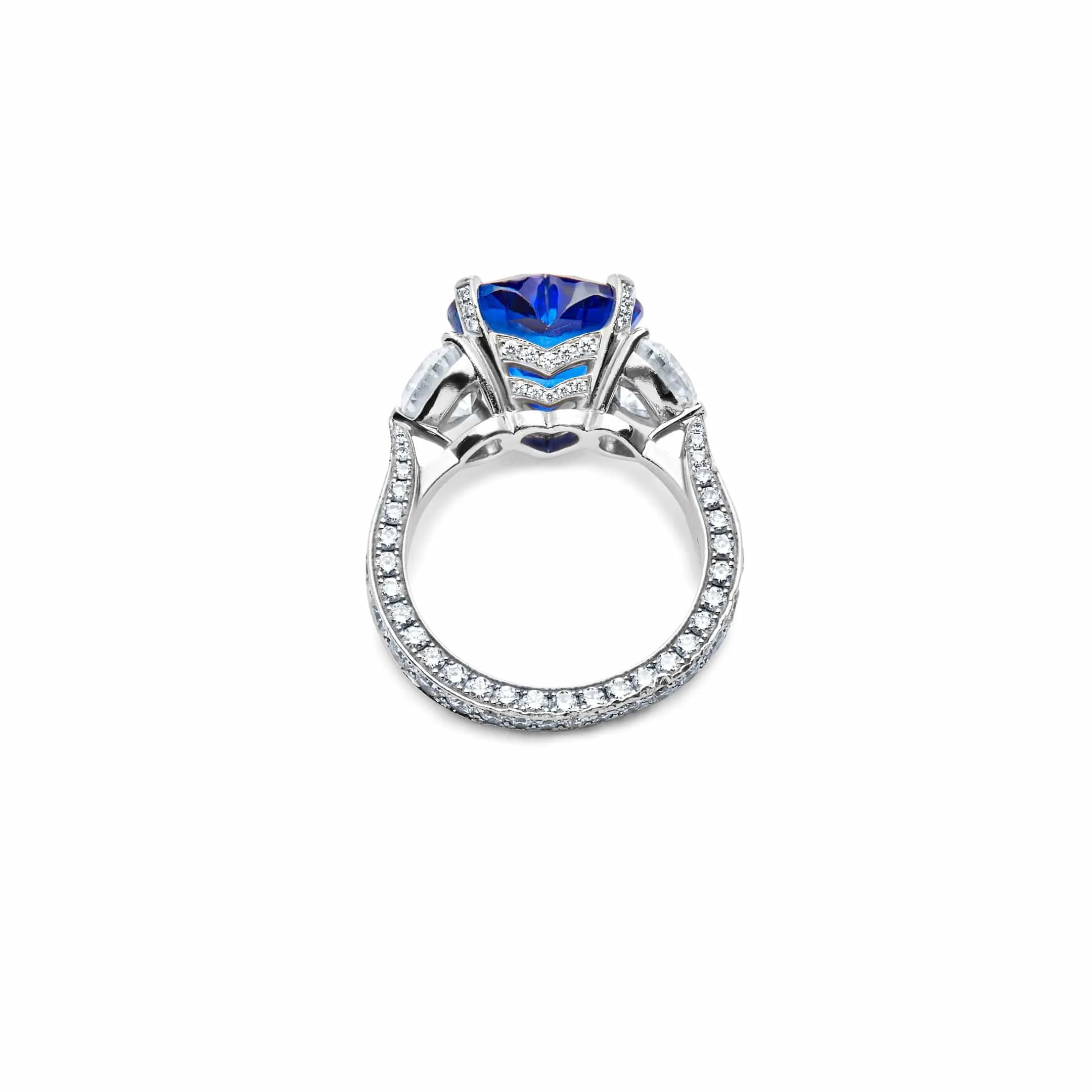 Graff Sapphire and Diamond Heart Ring in Platinum