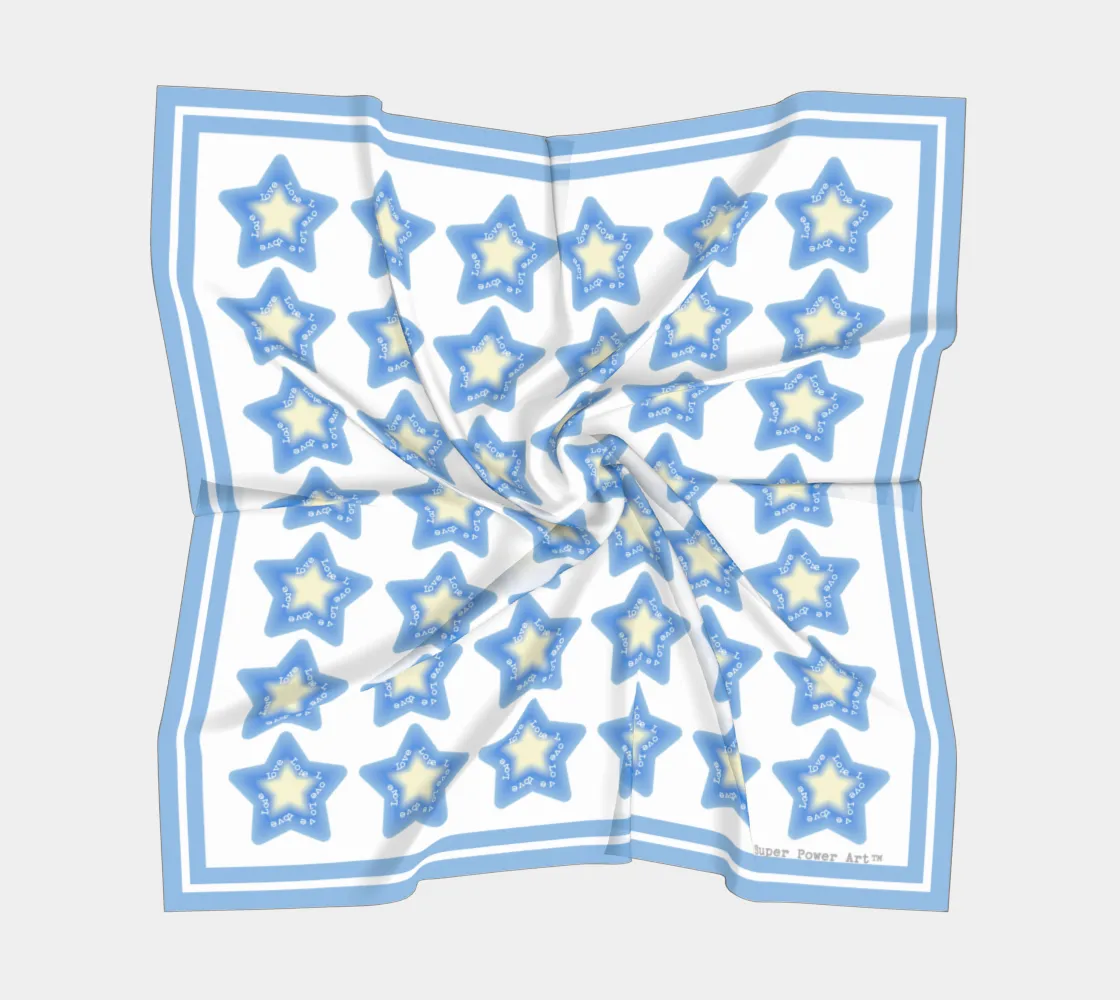 Insook Hwang's Art_Scarves _Stars_LightBlueCool#3_AllStars_White