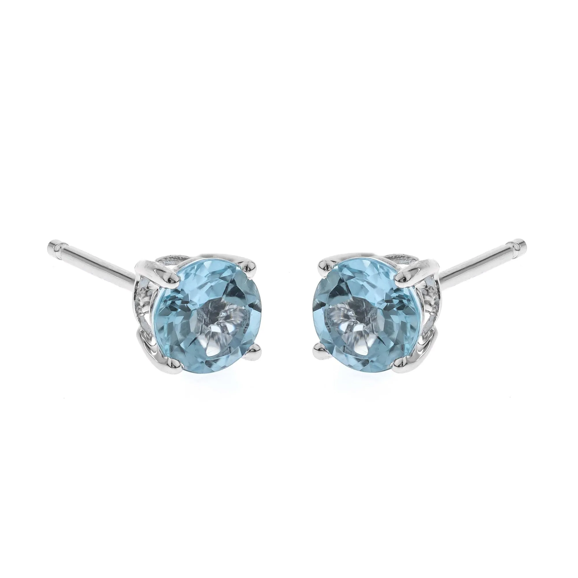 Jaycee 14K White Gold Round-Cut Brazilian Aquamarine Earring