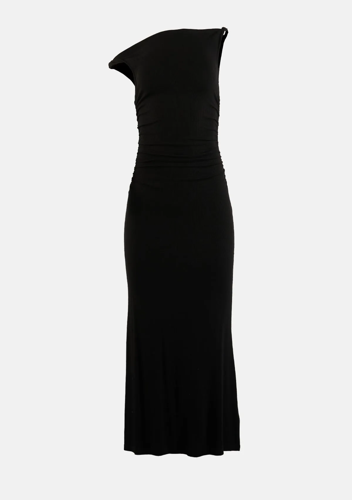 Knit Ribbed Twist Off The Shoulder Long Dress