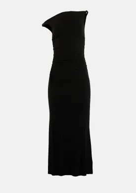 Knit Ribbed Twist Off The Shoulder Long Dress