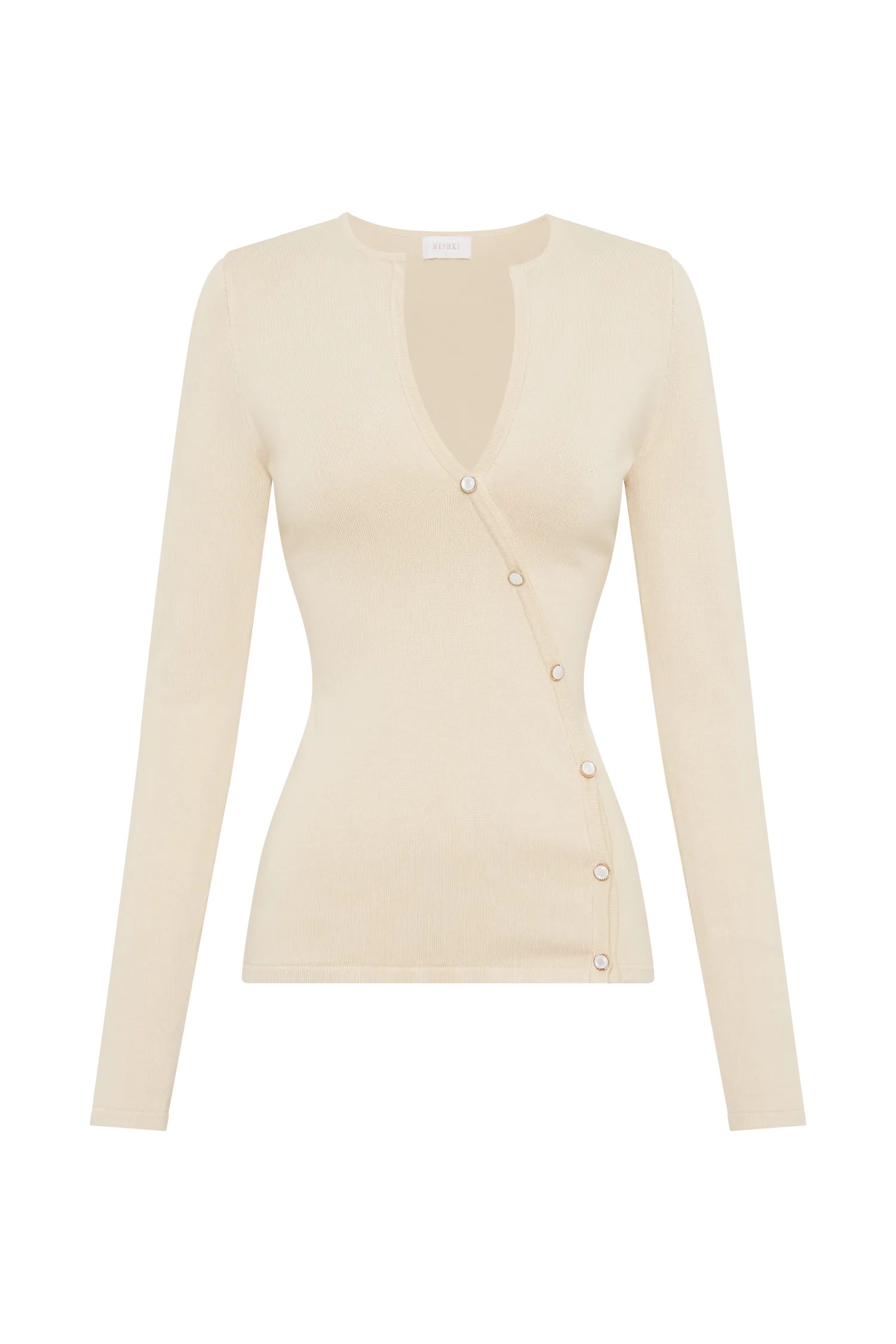 Maisie Asymmetrical Knit Top - Cream