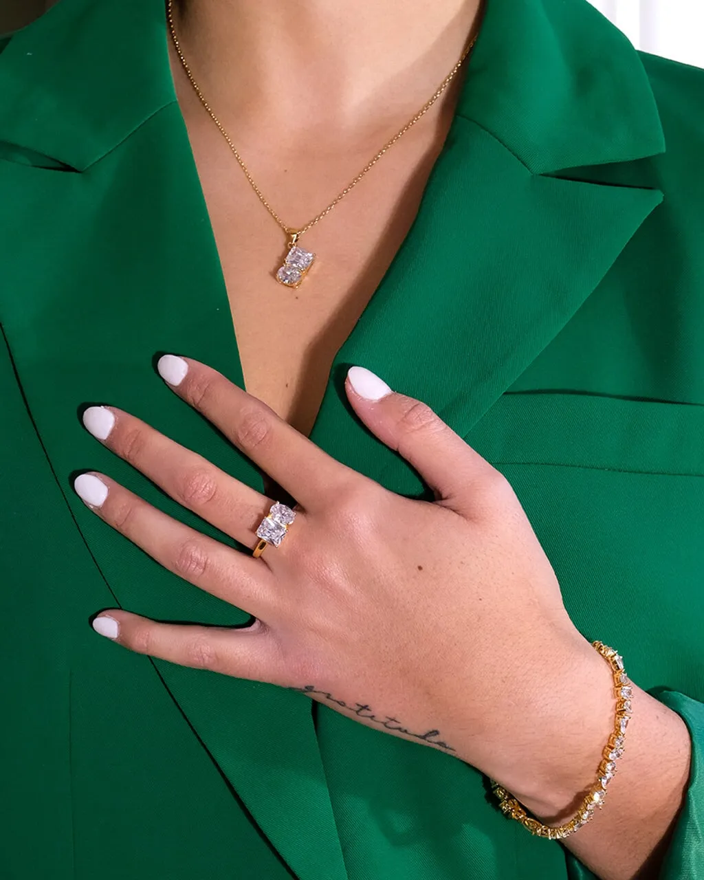 Marla CZ Toi et Moi Pendant Necklace