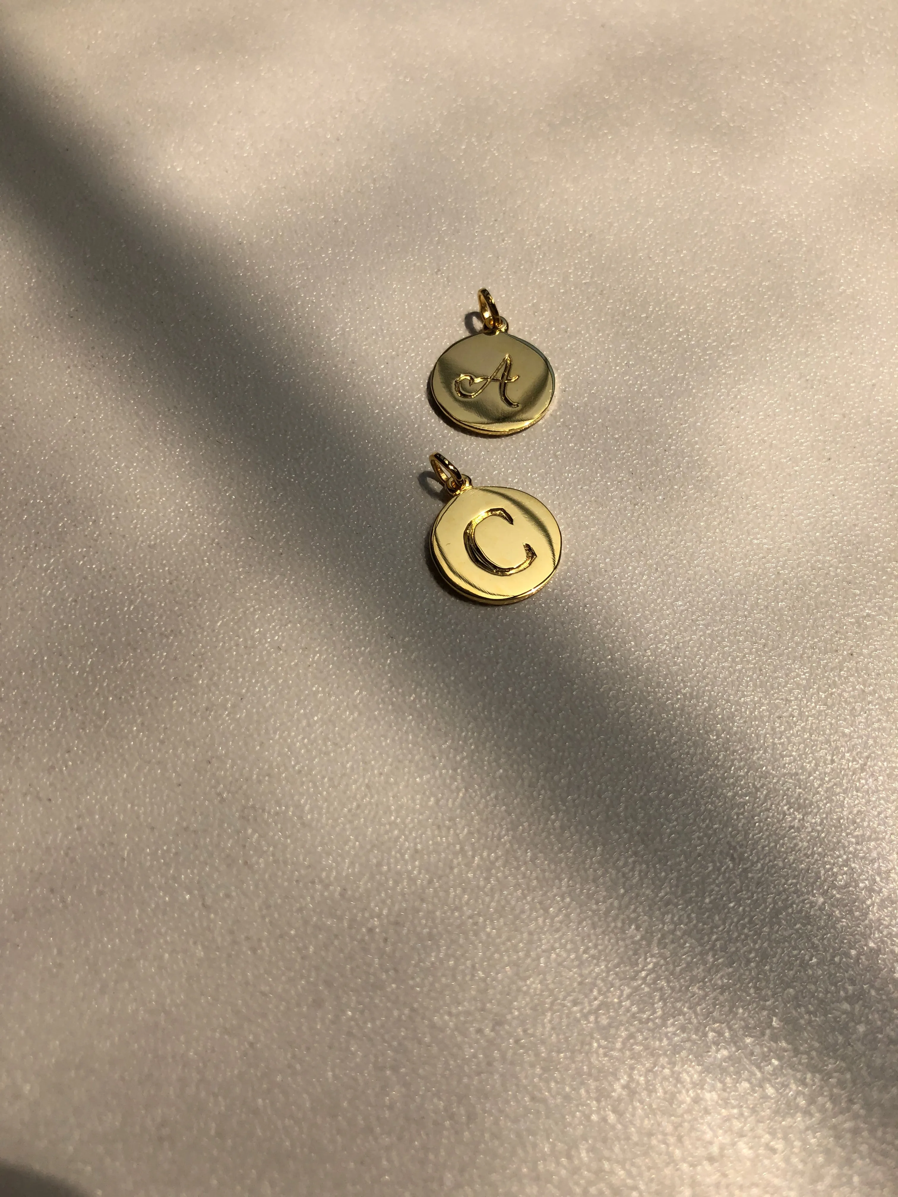 Mini Disc Pendant Necklace, Solid Gold, Free Manual Engraving