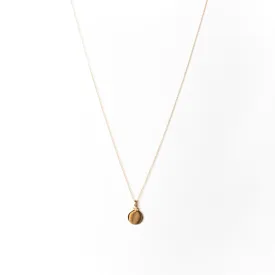 Mini Disc Pendant Necklace, Solid Gold, Free Manual Engraving