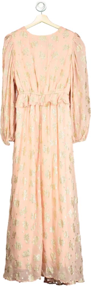 New Look Pink Gold Floral Maxi Dress UK 12