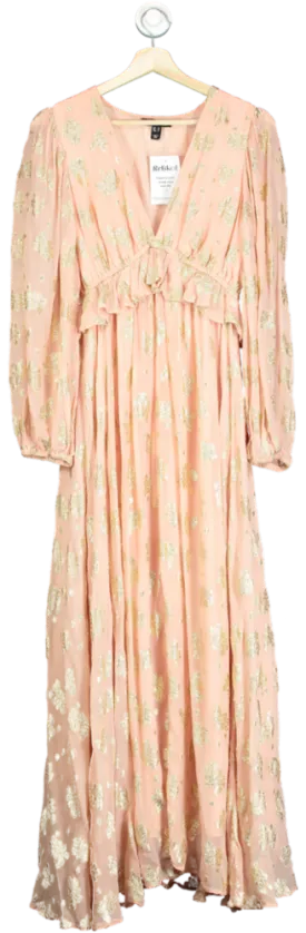 New Look Pink Gold Floral Maxi Dress UK 12