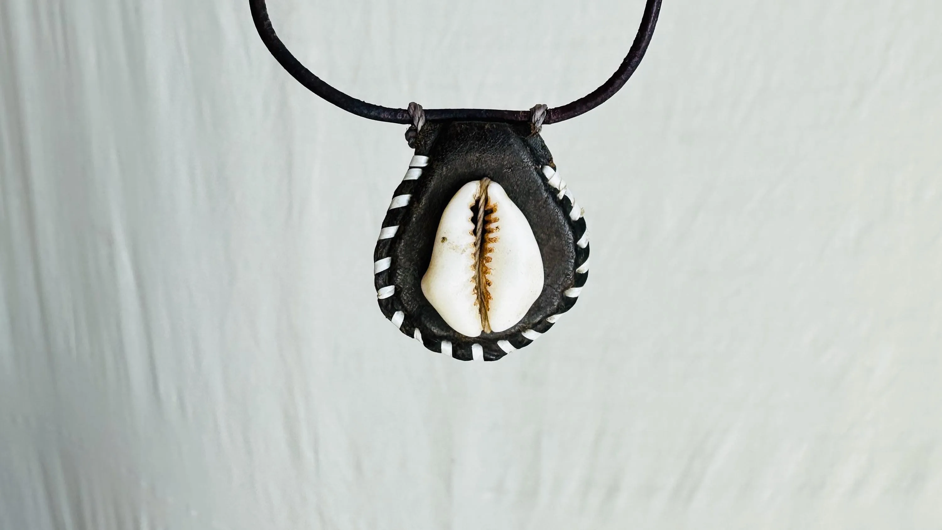 Old Tuareg Leather Amulet Necklace. Moroccan Pendant. 2620