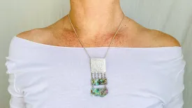 Paua & Silver Necklace. Pendant. Snake Chain.