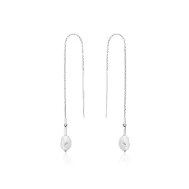 Pearl Threader Earrings - Silver