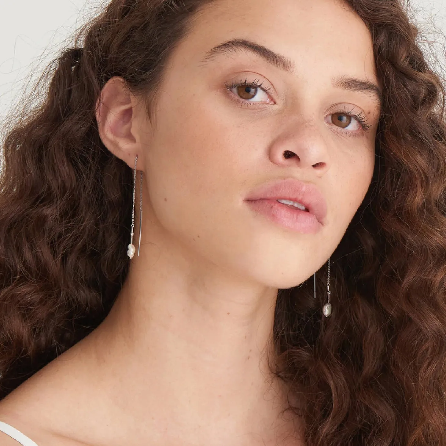 Pearl Threader Earrings - Silver