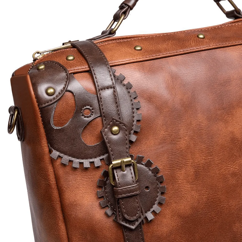 Steampunk Large Capacity Messenger Bag / Rivets Shoulder Bag