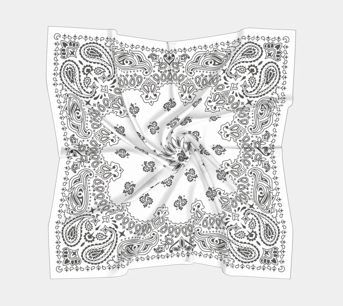 White Bandana Square Scarf