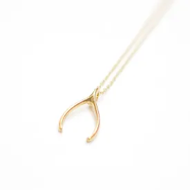Wishbone Pendant Necklace, Solid Gold